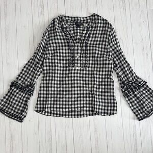J. Crew Black and White Checkered Top